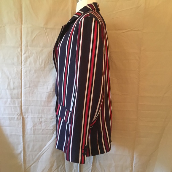 H&M Red Blue White Striped Blazer NWT Sz 12 - Picture 7 of 8